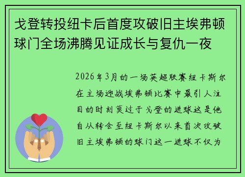 戈登转投纽卡后首度攻破旧主埃弗顿球门全场沸腾见证成长与复仇一夜 戈登转投纽卡后首度攻破旧主埃弗顿球门全场沸腾见证成长与复仇一夜
